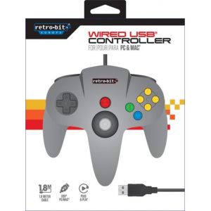 Image de Retro-Bit Manette PC et Mac Filaire Nintendo 64 USB Grise