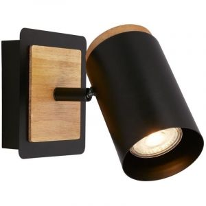 BRILONER - Applique murale intérieure, douille GU10, max. 10W, applique murale chambre, lampe, appliques, chambre, 12x14,5 cm, noir-bois