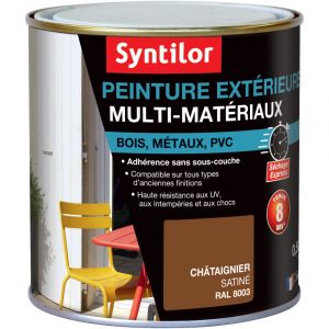 Syntilor Peinture Extérieure Multi-Matériaux Châtaignier RAL 8003 Satiné 0,5L