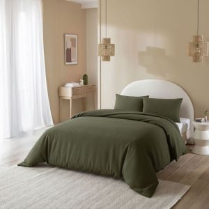 Terre de Nuit Parure de lit 140x200 flanelle kaki