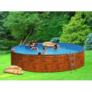 Image de Toi Piscine 8100 - Piscine Etnica ronde hors sol en acier aspect bois Ø 350 x 90 cm