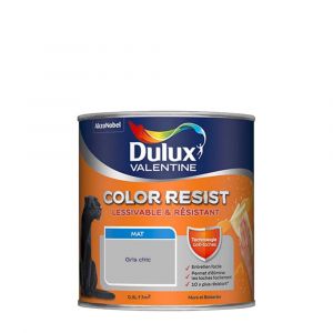 Dulux Valentine Peinture bicouche intérieure Color Resist Murs et Boiseries Mat Gris Chic 0,5 L