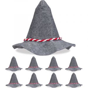 Relaxdays Chapeau Bavarois ou tyrolien, pour Le Carnaval, Accessoire pour Une Tenue Bavaroise, Lot de 9, Gris
