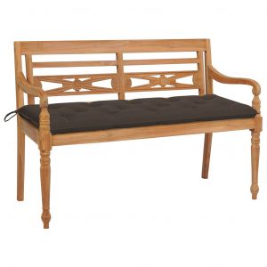VidaXL Banc Batavia avec coussin taupe 150 cm Bois de teck massif. Produit Neuf ! Garantie 0 ans !