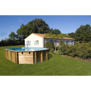 Gre Piscine hors-sol, bois Vermela, ovale, L.6,72 x l.4,72 x 1,46 m