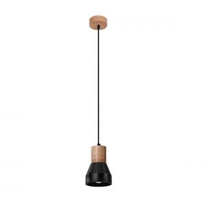 Suspension Qubic Dome Bois,béton Noir,bois naturel 1 ampoule 120cm