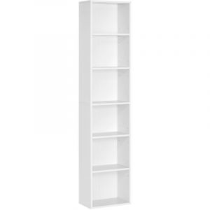 Étagère à 6 niveaux style scandinave effet bois blanc