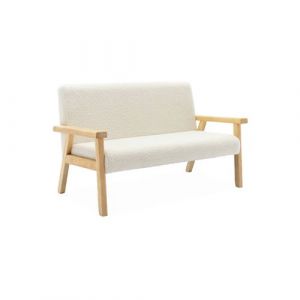 Banquette canapé enfant en bois et tissu bouclette Isak L 84 x P 435 x H 50cm