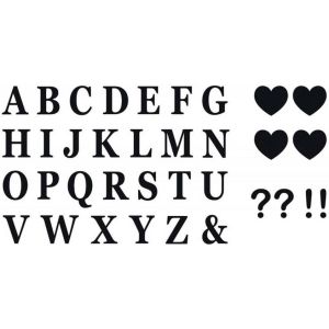 Ruedelafete Set de 48 Lettres adhésives et 8 symboles, Noir