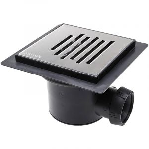 Wirquin 30723995 Bonde de Sol à maçonner Venisio Horizontal, chromé, Gris et Noir