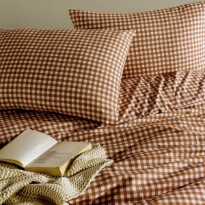 Terre de Nuit Parure de lit Vichy 240x220 Marron