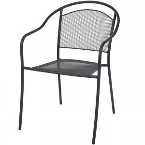 Wadiga Fauteuil de jardin en m&eacute;tal gris anthracite - 81x58x55cm