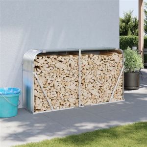 VidaXL Porte-bûches argenté 180x45x100 cm acier galvanisé