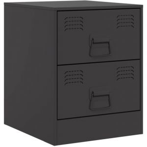 VidaXL Table de chevet noir 34,5x39x44 cm acier, table de chevet, meuble de chambre, table de nuit, armoire, table d'appoint, armoire de lit