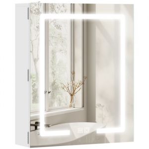 Homcom Armoire murale salle de bain - miroir et &eacute;clairage LED, anti-bu&eacute;e - MDF - 50 x 15 x 60 cm - blanc