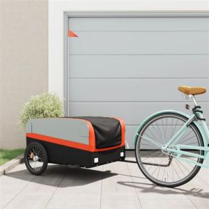 VidaXL Remorque de vélo noir et orange 45 kg fer