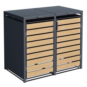 Vivol - Abri de poubelles - 2 conteneurs - Aspect bois