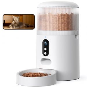 Faroro Distributeur Croquettes Chat Automatique, Cam&eacute;ra HD 3MP avec Vision Nocturne, 5G WiFi Mangeoire pour Chat/Chien avec Audio Bidirectionnel, APP, D&eacute;tection Mouvement et Double Alimentation