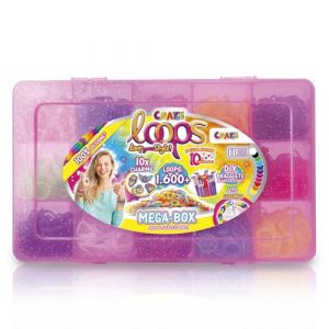 Craze Loops Mega Box - Lot de 1600 &eacute;lastiques pour bricolage et de nombreux accessoires - Pour fabriquer soi-m&ecirc;me des colliers, des bagues et des bracelets - M&eacute;lange de couleurs