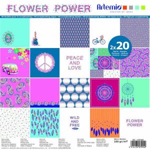 Artémio Carnet de 40 feuilles Flower Power 30,5 x 30,5 cm