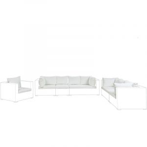 Image de Beliani Set de housses de coussins blanc cass&eacute; pour salon de jardin MAESTRO II - beige