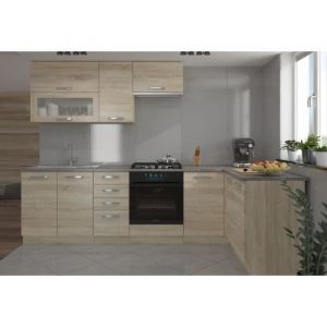 L EN Cuisine complète d'angle 240x165 cm avec plan de travail Angle réversible Décor c ne ma