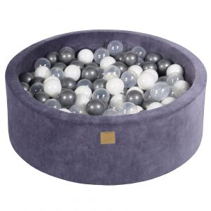 Gris-Bleu Piscine à balles: Perle blanche/Transparent/Argent H30cm