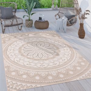 Paco Home - Tapis Exterieur Terrasse Salon Cuisine Motif Oriental Marocain Moderne Ethnique 200x280 cm, Sable