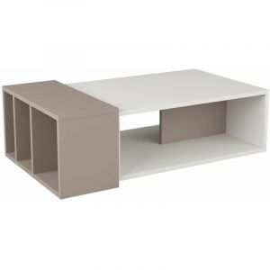 Decoratie Table basse design bois Anita - L. 102 x H. 32 cm - Blanc et mocca