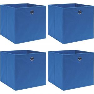 Image de VidaXL Boîtes de rangement 4 pcs Bleu 32x32x32 cm Tissu