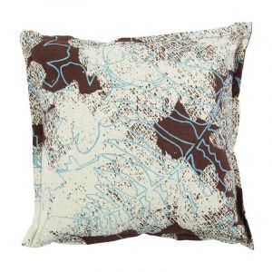 Thedecofactory CHARME - Coussin en coton déhoussable imprimé fleurs et feuilles marron 38x38 - Marron