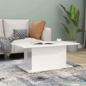 VidaXL Table basse Blanc brillant 102x55,5x40 cm Agglom&eacute;r&eacute;