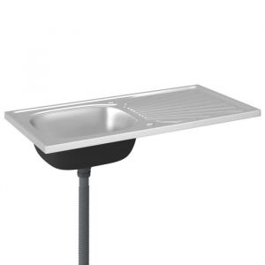 Eu d'evier de cuisine et egouttoir evier encastré lavabo de cuisine maison intérieur argenté 100 x 50 cm acier inoxydable - Argenté
