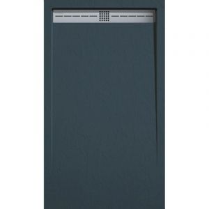 Stano Receveur de douche 90x140 cm extra plat ARCO en résine surface ardoisée anthracite Grille inox