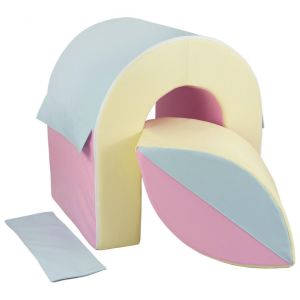 Set de 2 blocs en mousse rose, bleu, jaune (pastel)