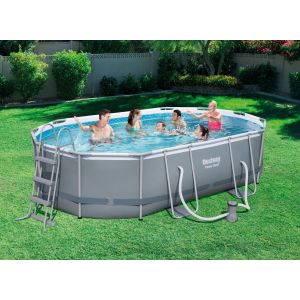 Bestway Kit Piscine Ovale Power Steel Frame Pools 4.88m x 3.05m x 1.07m 56448
