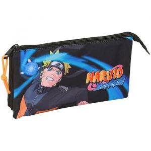 Safta Naruto Trousse Triple pour Enfant, idéale pour Les Enfants d'âge Scolaire, Confortable et Polyvalente, qualité et résistance, 22 x 3 x 12 cm, Noir, M, Décontracté