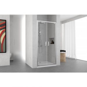 Novellini Porte de douche Ocean B (Ext. 96-102 cm) avec verre transparent et profil&eacute;s silver DIFFUSION FRANCE