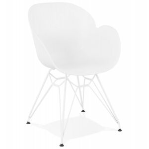 Image de Alter Ego Chaise moderne 'FIDJI' blanche avec pieds en métal blanc