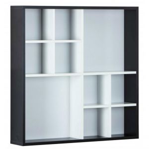 Pegane Etagère murale en bois coloris noir / blanc - L.70 x H.70 x P.13 cm -