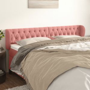 VidaXL Tête de lit avec oreilles Rose 183x23x78/88 cm Velours Pink