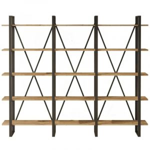 Dmora - Bibliothèque Dangelin, Etagère de bureau, Porte-livre mobile, Librairie, 220x34h180 cm, Chêne