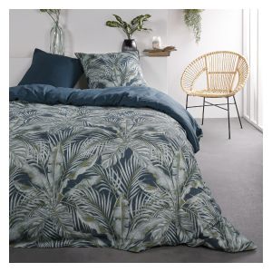 Today Parure de lit 2 personnes imprim&eacute; jungle en Coton Bleu 220x240 cm