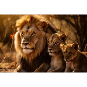 Ceanothe Tableau sur toile famille lion 65x97 cm
