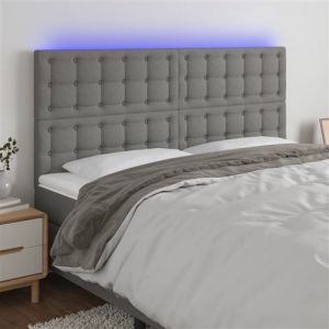VidaXL Tête de Lit à LED Meuble de Chambre à Coucher Accessoire de Lit Double Tête de Cadre de Lit Intérieur Gris Foncé 160x5x118/128 cm Tissu 3122865