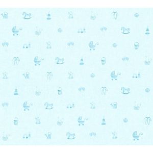 Image de Homemaison Papier Peint Bébé "Petits Jouets" Bleu 10 ml x 0,53 m