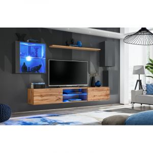 AC-Déco Ensemble Meuble TV "Switch XXIII" 250cm Gris & Naturel
