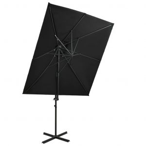 VidaXL Parasol déporté à double toit Noir 250x250 cm
