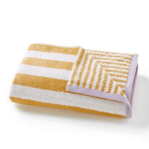 Drap de bain éponge 500g, Dani Jaune/Blanc Taille 70X140 cm