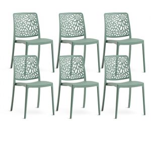 Lot de 6 chaises de jardin empilables en polypropylène vert
